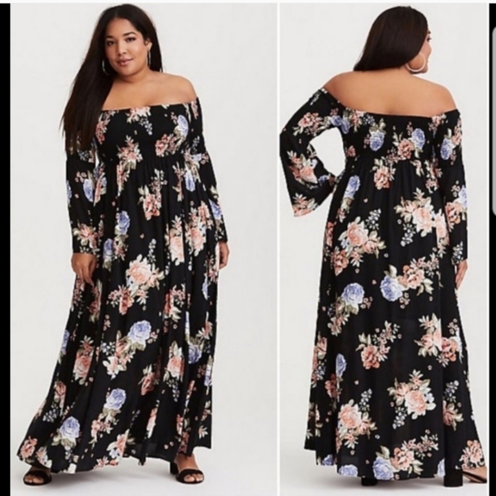 Torrid Floral Challis Smocked Maxi Dress